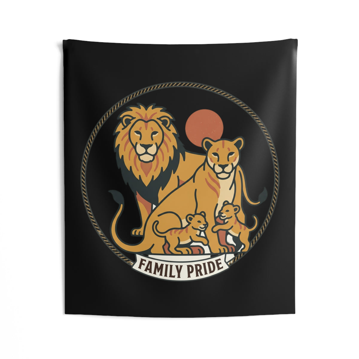 Family Pride Lion Tapestry — Indoor Wall Hanging