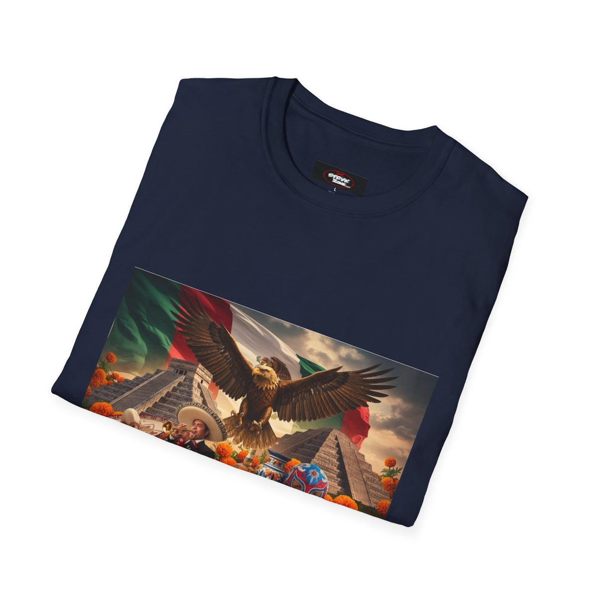 Eagle & Cityscape Graphic T-Shirt — Patriotic Eagle Sunset Design