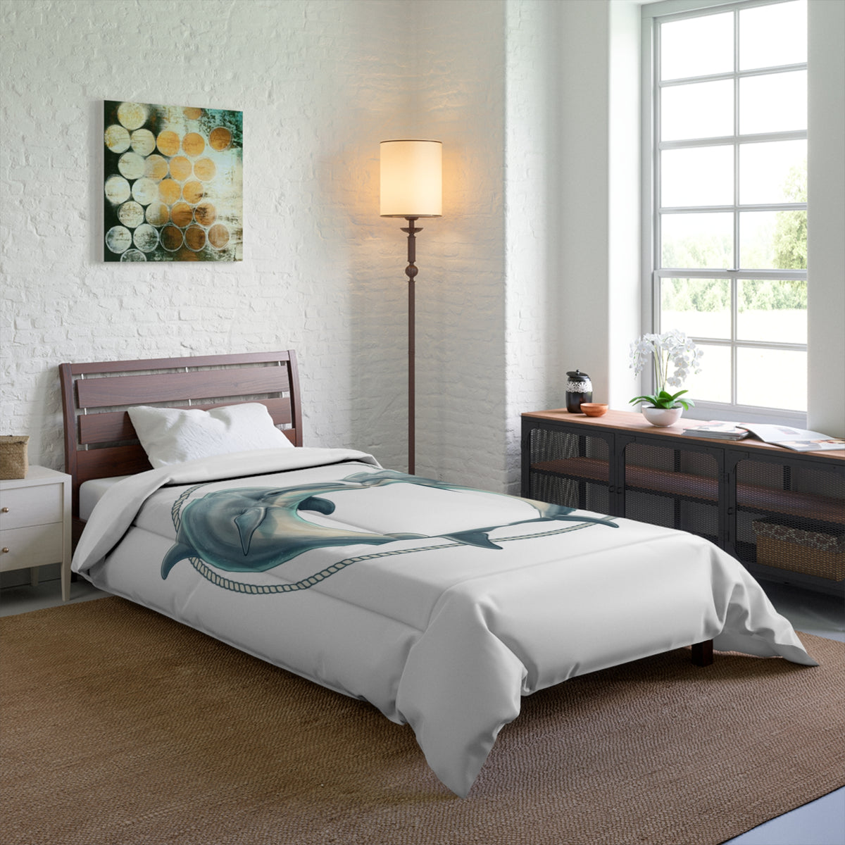 Dolphin Heart Comforter - Nautical Sea Life Bedding