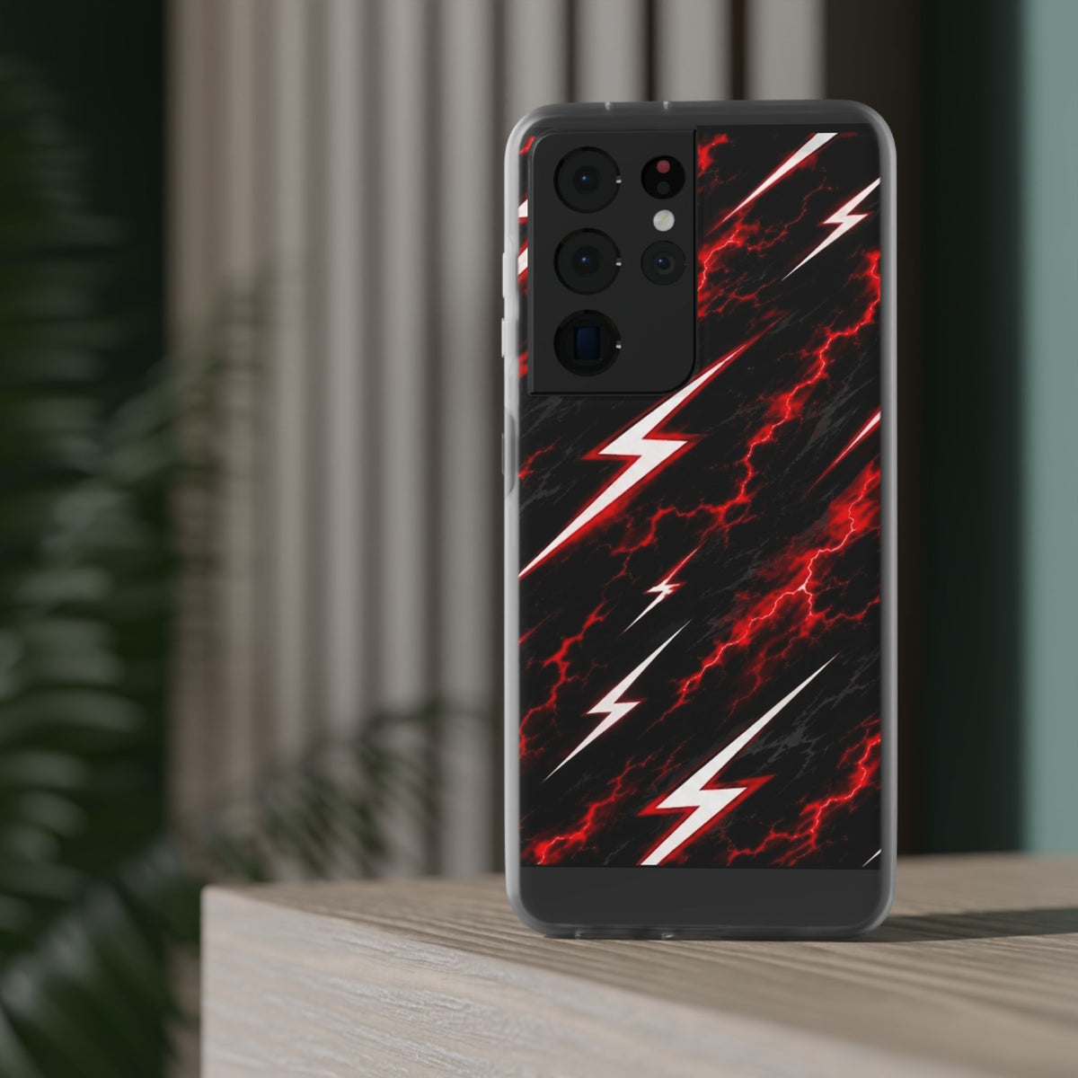 Phone Case — Red Lightning Bolt Storm Flexi Case
