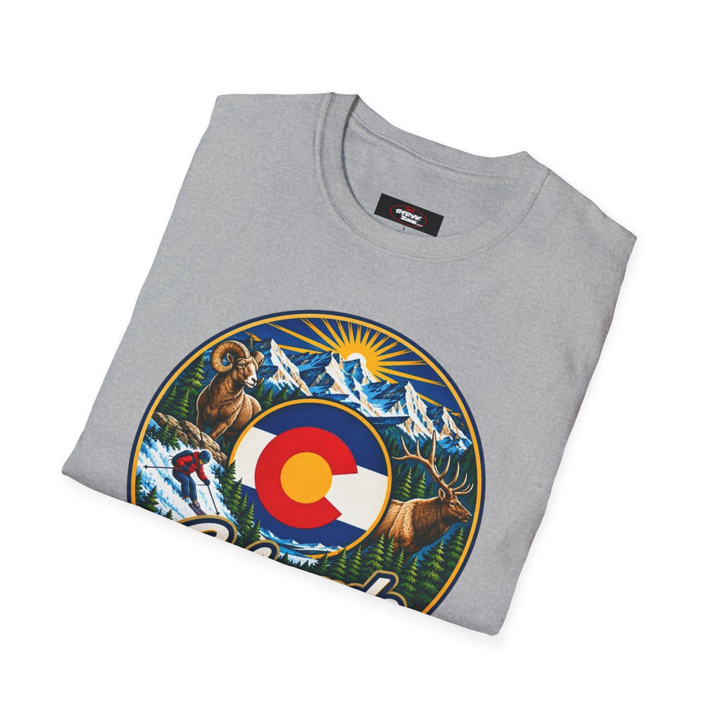 Colorado Retro Mountain Badge T-Shirt — Colorado State Circle Logo Tee