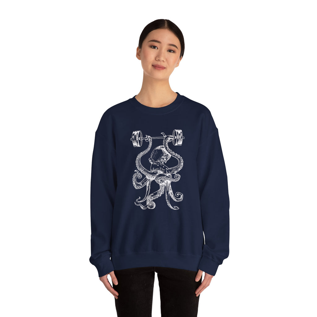 Vintage ink octopus graphic on a crewneck sweatshirt