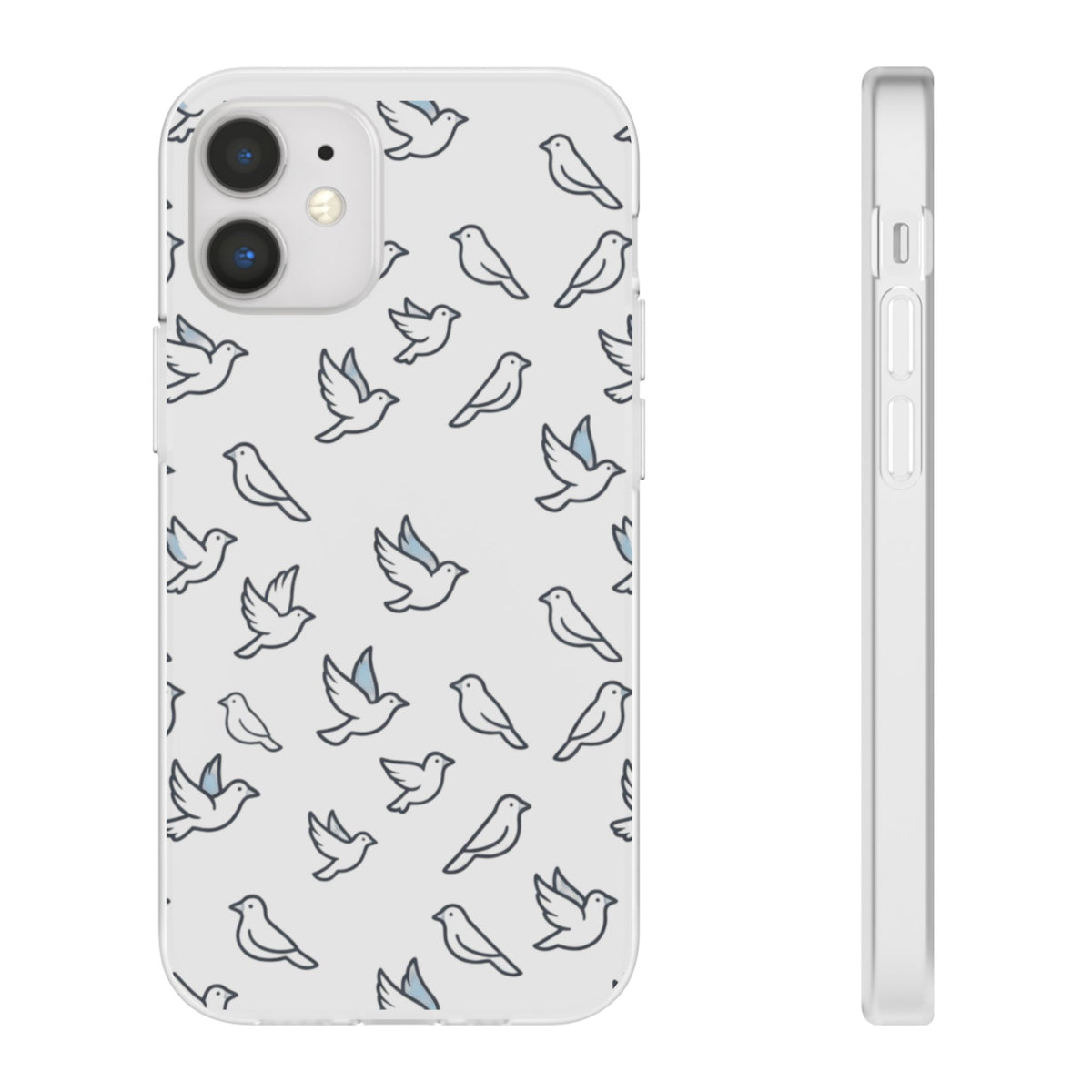 Dove Pattern Flexi Phone Case — Minimal White Bird Protective Case