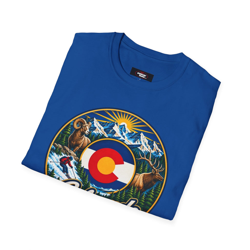 Colorado Retro Mountain Badge T-Shirt — Colorado State Circle Logo Tee