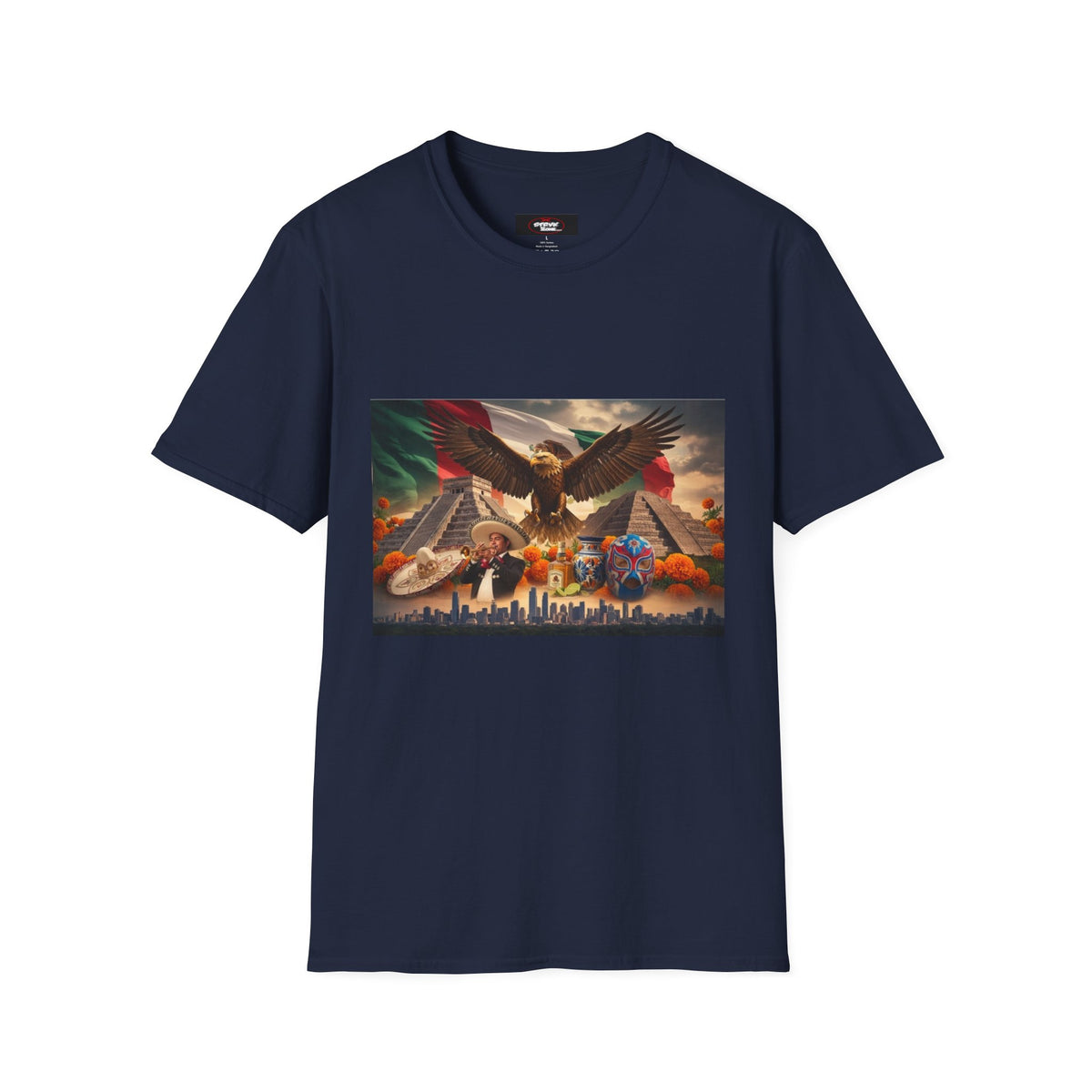 Eagle & Cityscape Graphic T-Shirt — Patriotic Eagle Sunset Design