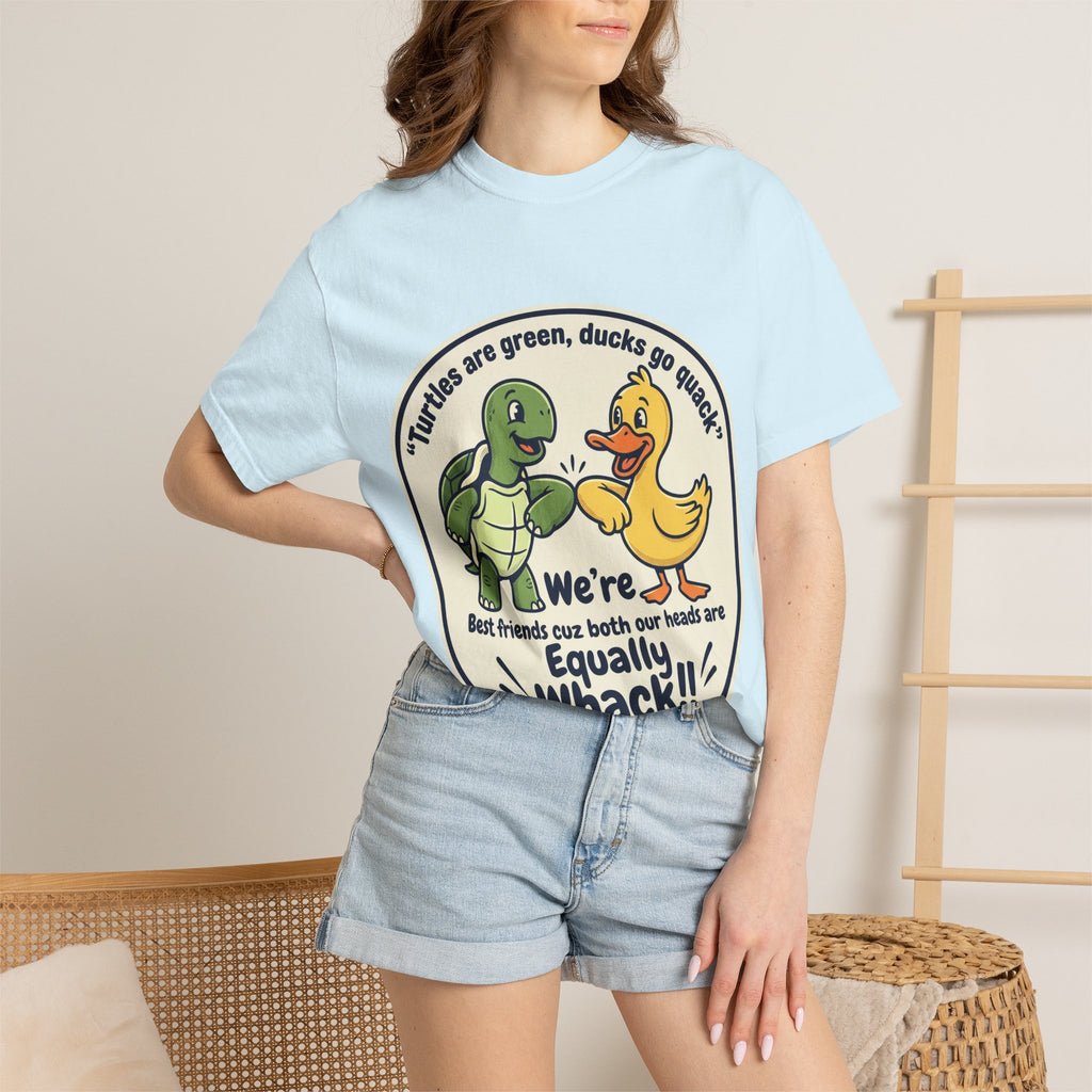 T-Shirt — "We're Equally Whack" Turtle & Duck Best Friends Graphic Tee