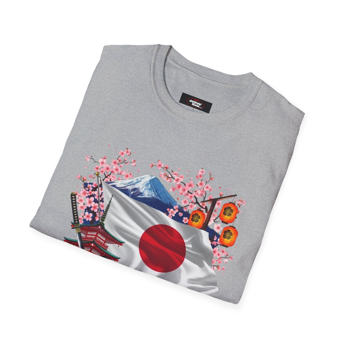 Japan Flag Scenic T-Shirt — Mount Fuji, Cherry Blossoms & Traditional Icons