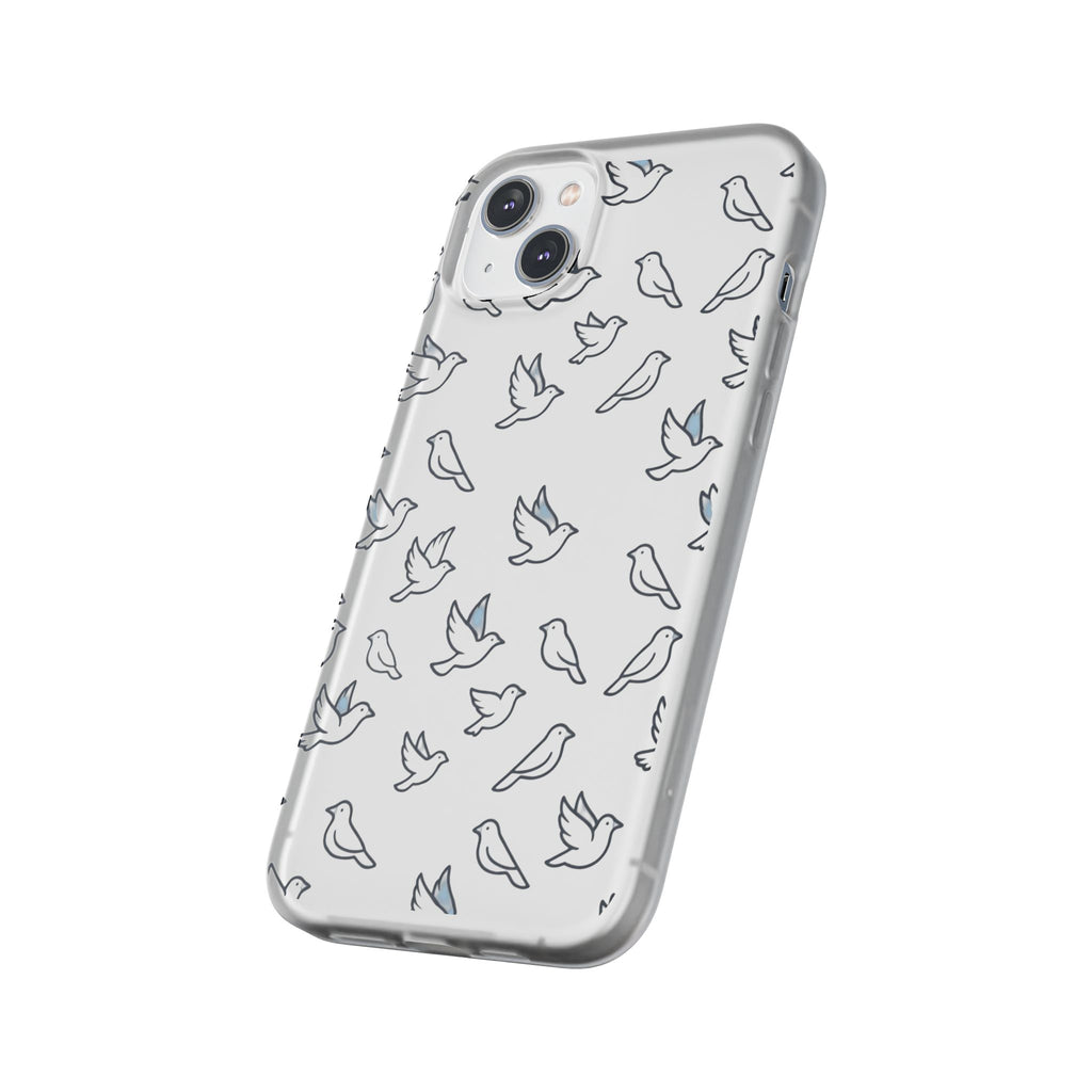 Dove Pattern Flexi Phone Case — Minimal White Bird Protective Case