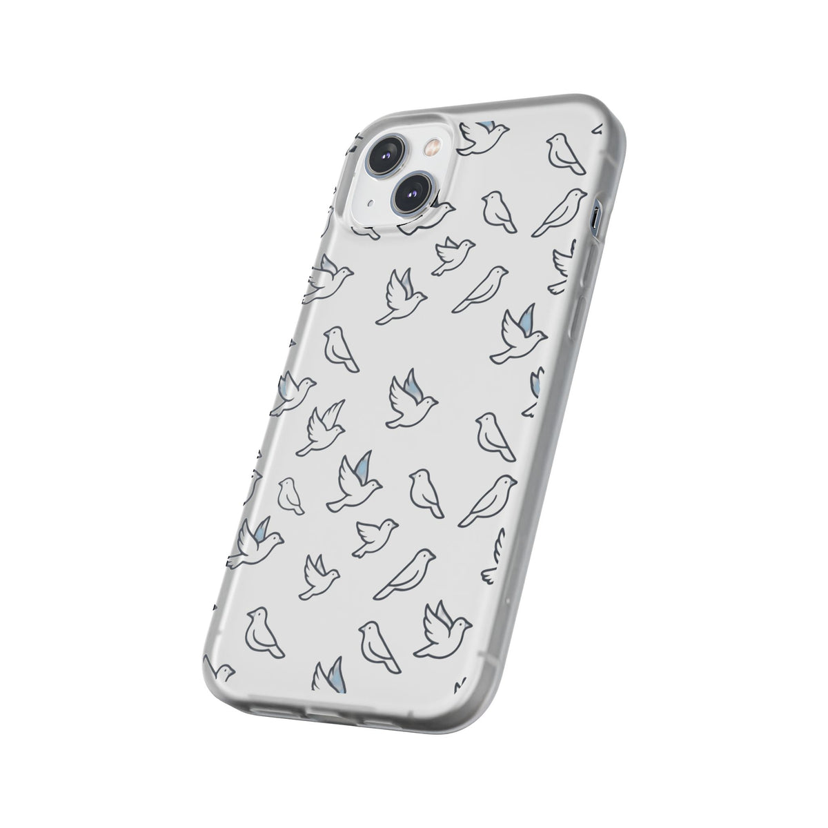 Dove Pattern Flexi Phone Case — Minimal White Bird Protective Case