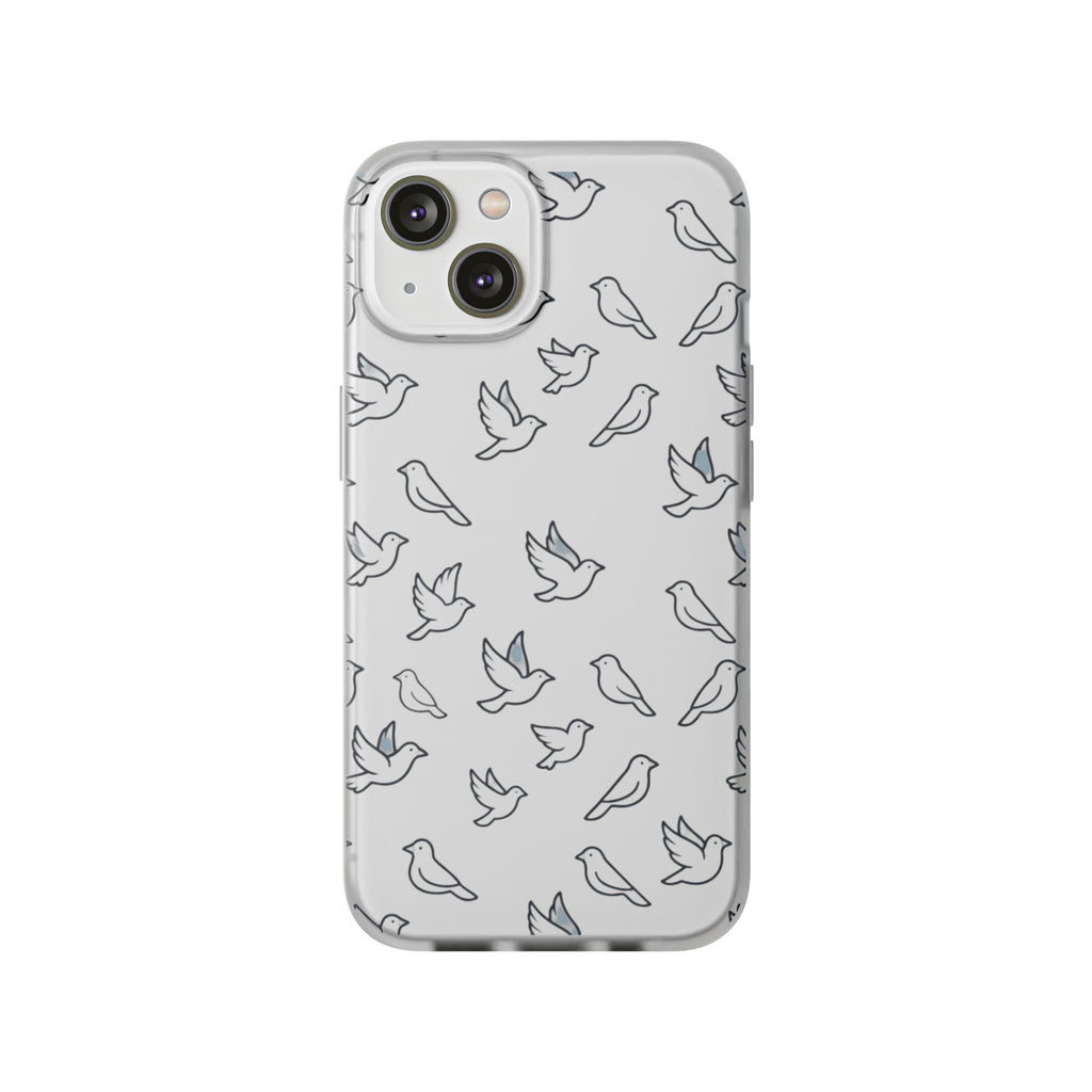 Dove Pattern Flexi Phone Case — Minimal White Bird Protective Case