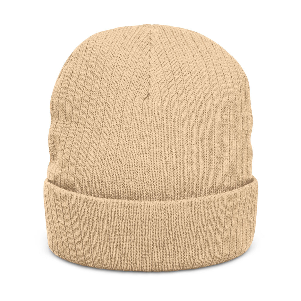 Embroidered Ribbed Beanie with 'Locked In' Logo – Warm Winter Knit Cap
