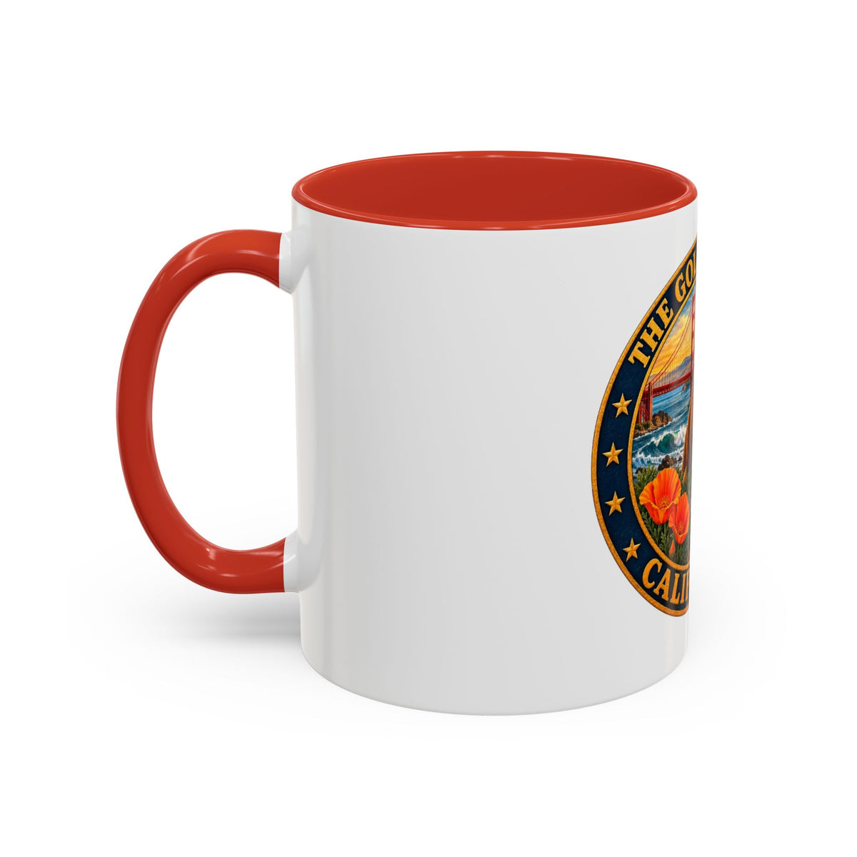 California Golden State Coffee Mug — Bear, Golden Gate & Poppies Accent Mug