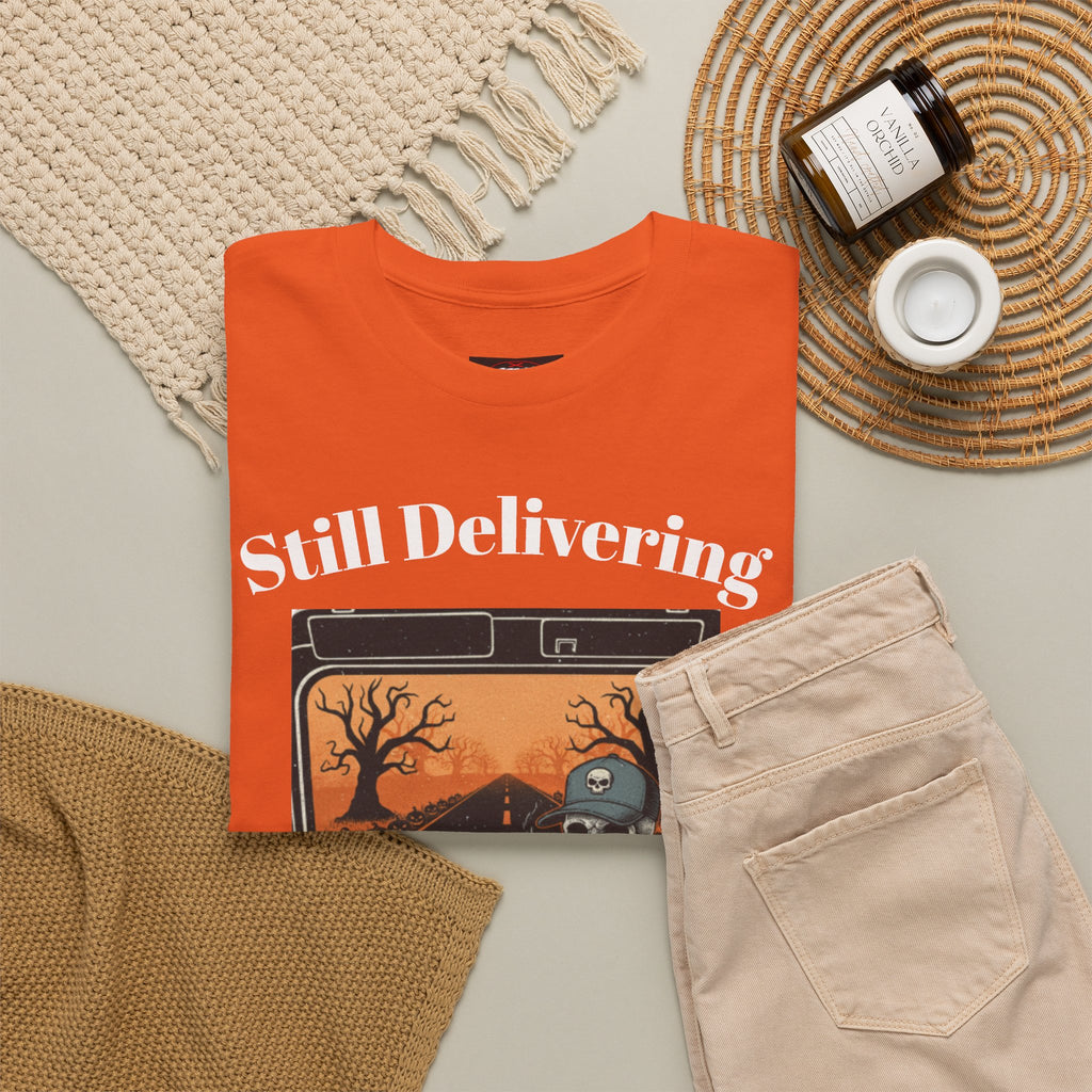 Still Delivering T-Shirt — Skeleton Trucker Retro Halloween Tee