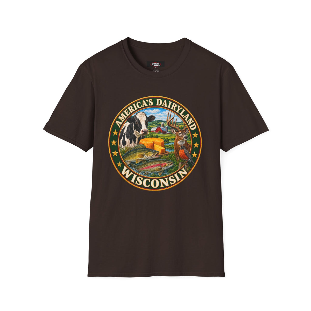 Wisconsin America’s Dairyland T-Shirt — Vintage State Badge Tee