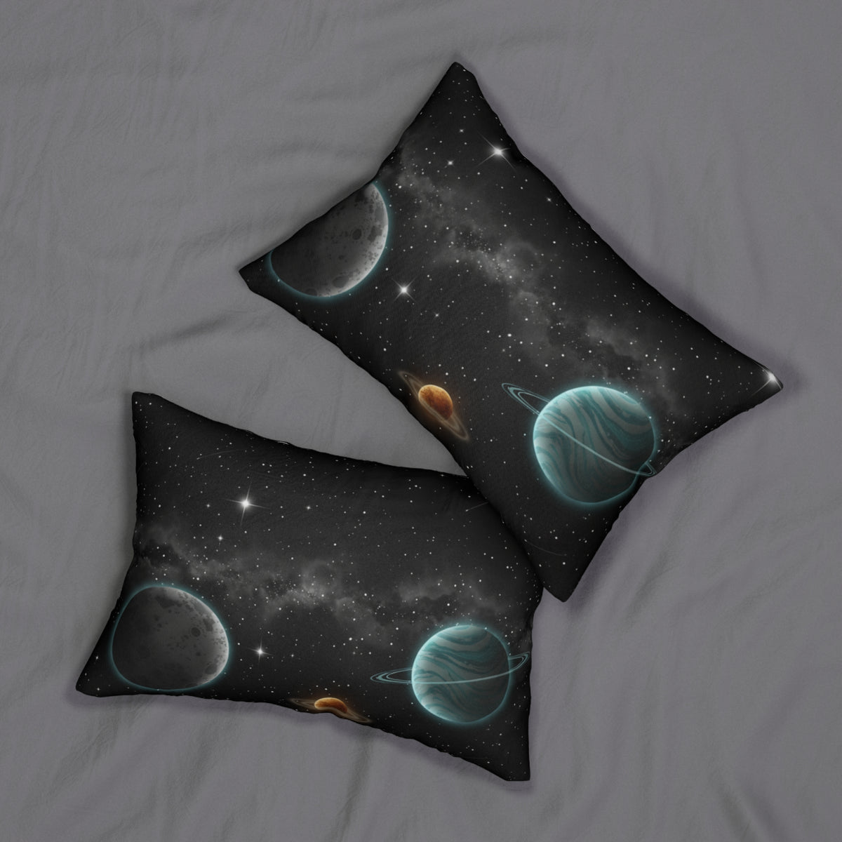 Space Galaxy Lumbar Pillow — Planetary Night Sky Decorative Throw Pillow