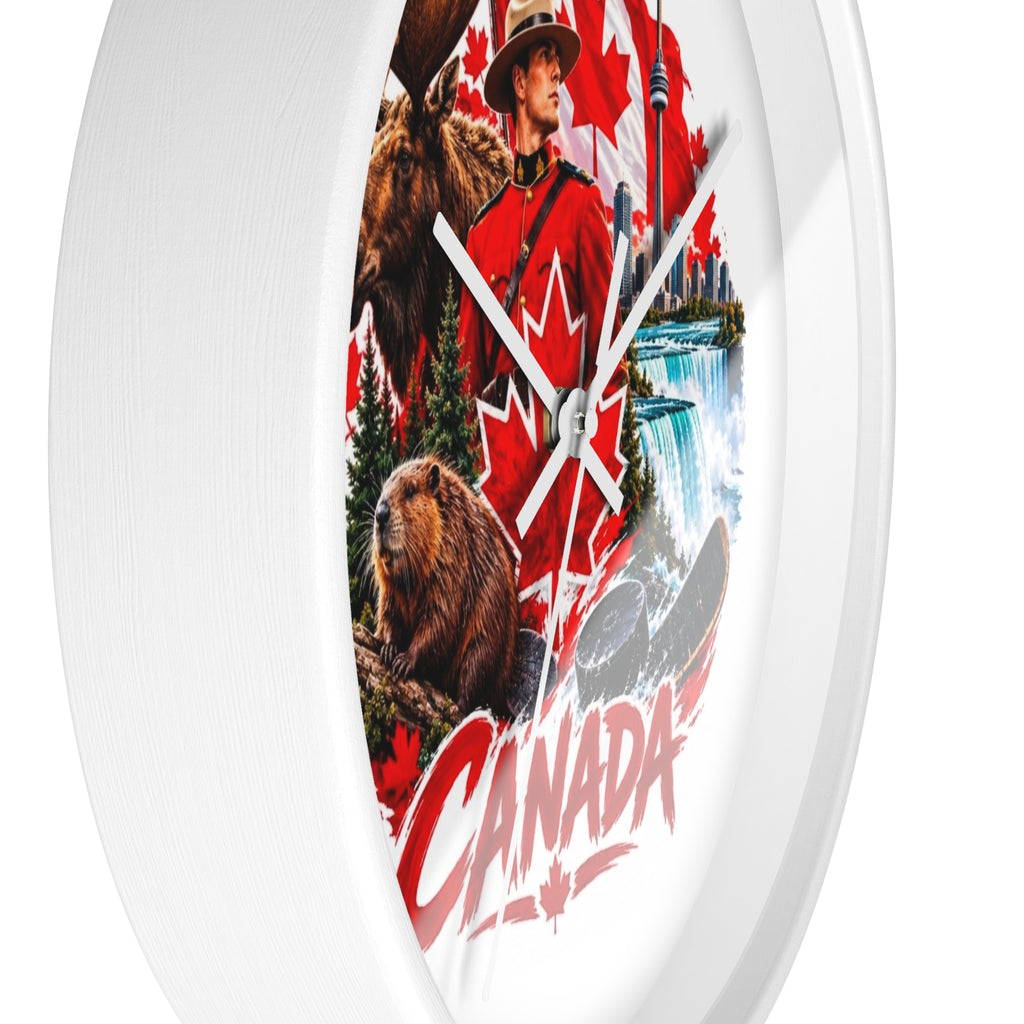 Canada Souvenir Wall Clock — Maple Leaf Moose, Bear & Mountie Collage