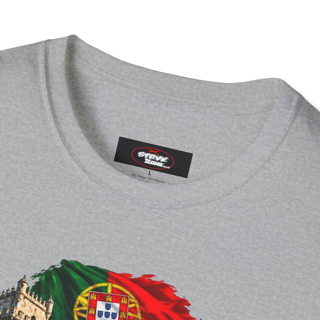 Portugal Travel T-Shirt — Vintage Lisbon Landmarks & Azulejo Heart Design
