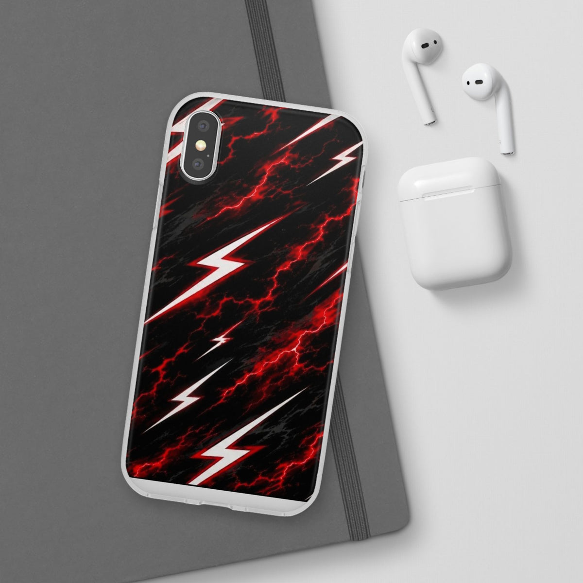 Phone Case — Red Lightning Bolt Storm Flexi Case