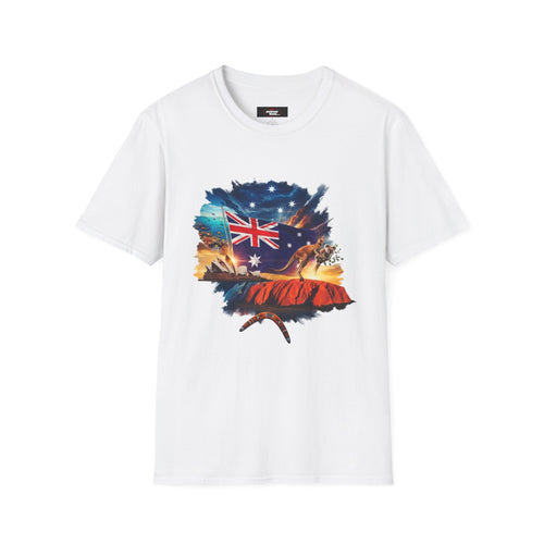 Australia Flag Uluru T‑Shirt — Outback Sunset Aussie Pride Tee