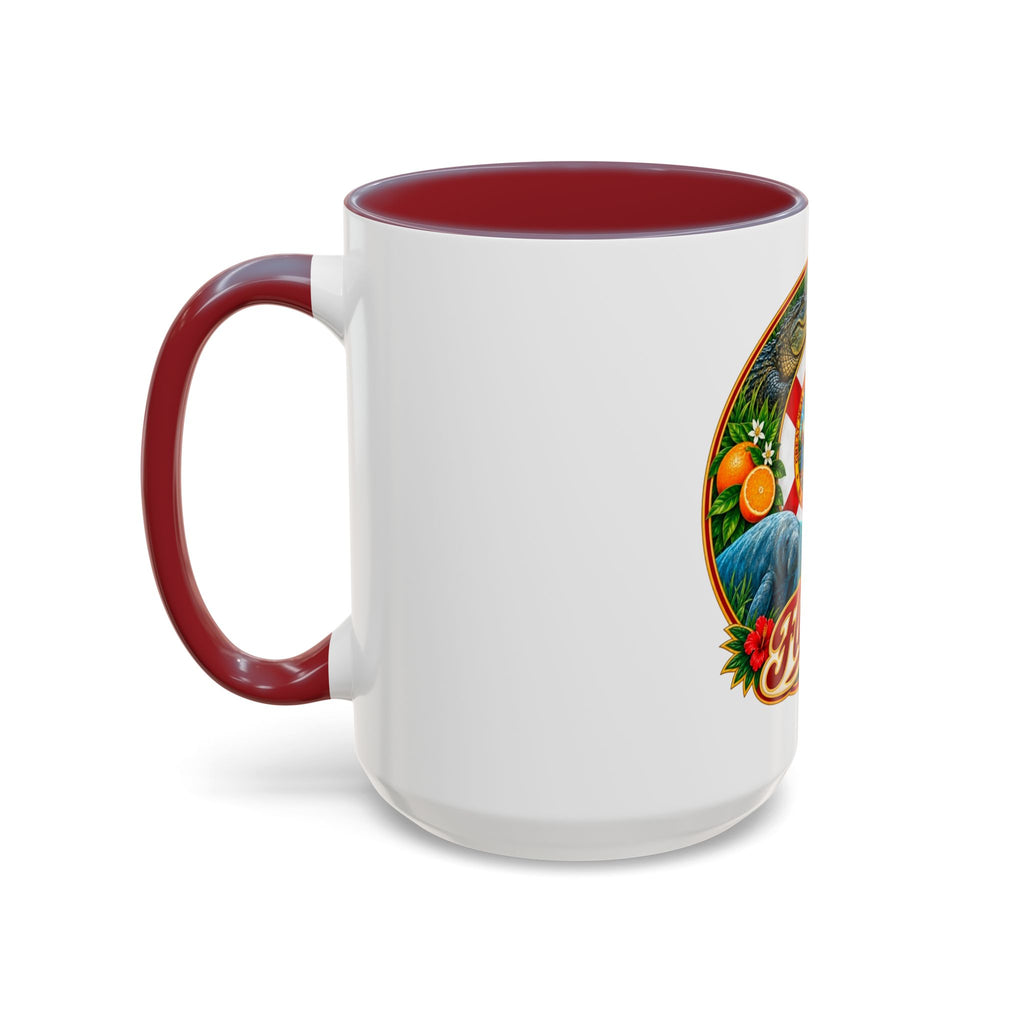 Florida Vintage Travel Coffee Mug — Flamingo, Alligator & State Seal Accent Mug