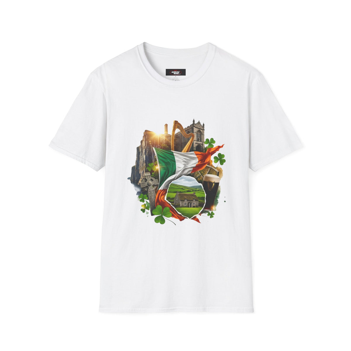 Irish Pride T-Shirt — Celtic Flag & Landmarks Design
