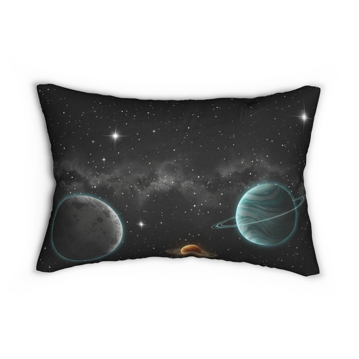 Space Galaxy Lumbar Pillow — Planetary Night Sky Decorative Throw Pillow