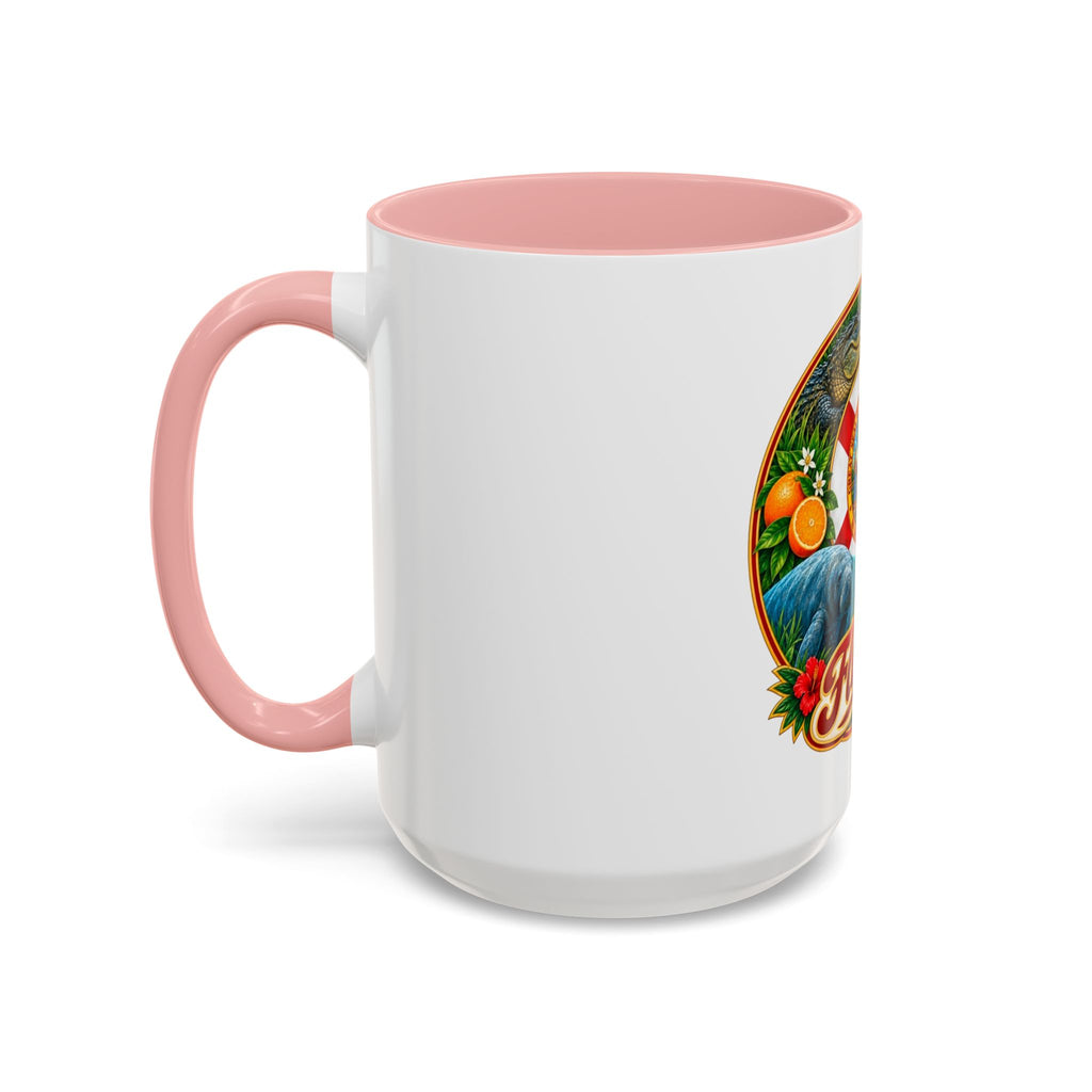 Florida Vintage Travel Coffee Mug — Flamingo, Alligator & State Seal Accent Mug