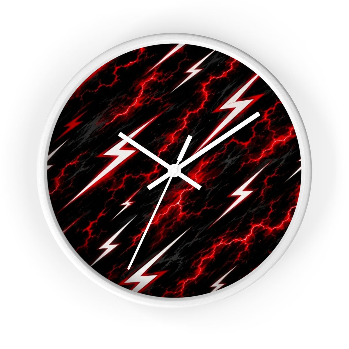 Red Lightning Bolt Wall Clock — Electric Storm Decor for Bedroom & Game Room