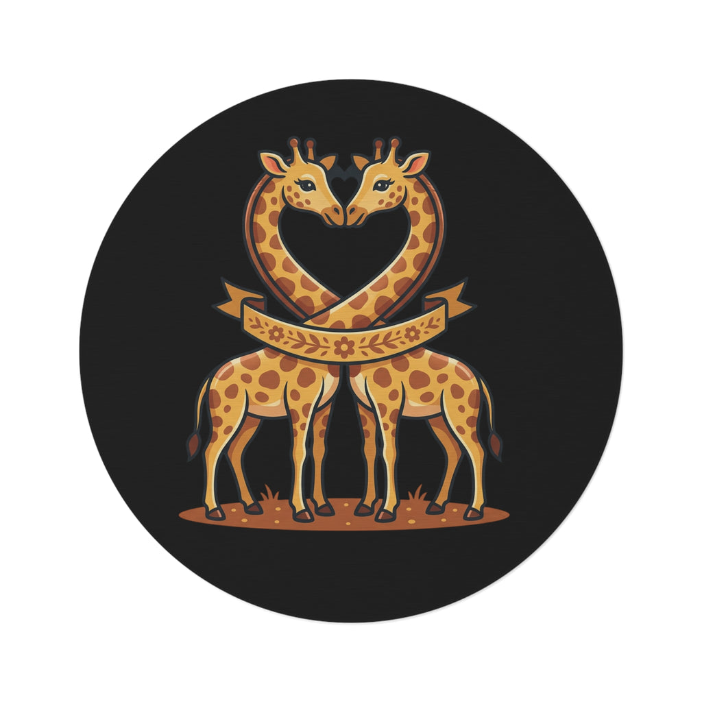 Round Rug — Cute Giraffe Heart Design Decorative Floor Mat