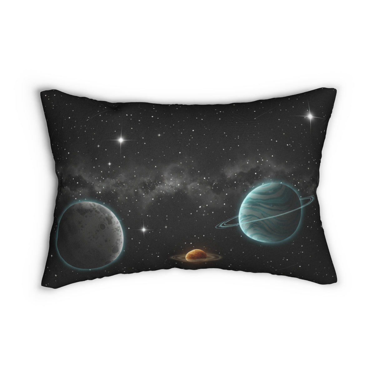 Galactic Planets Lumbar Pillow — Space Nebula Decorative Accent