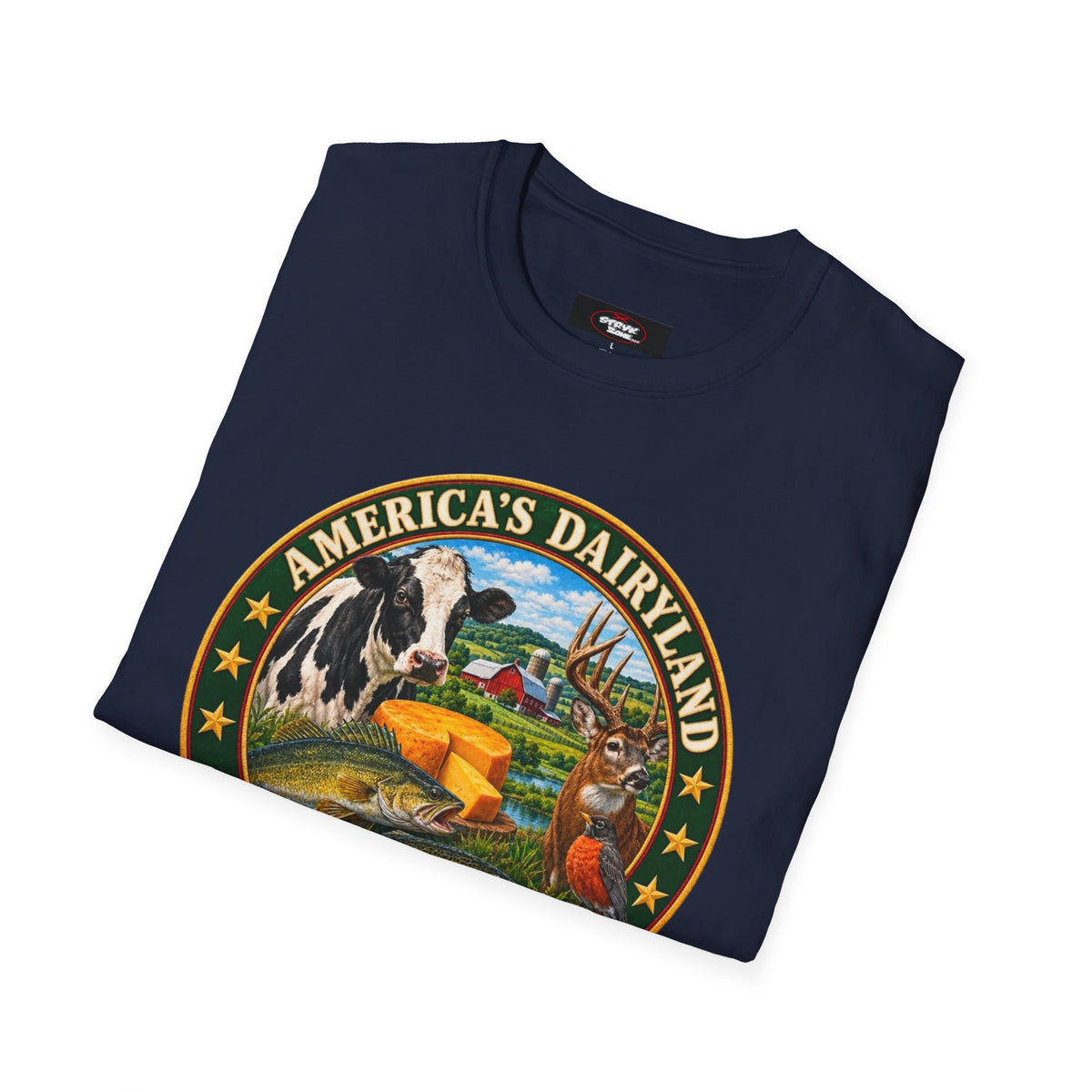 Wisconsin America’s Dairyland T-Shirt — Vintage State Badge Tee