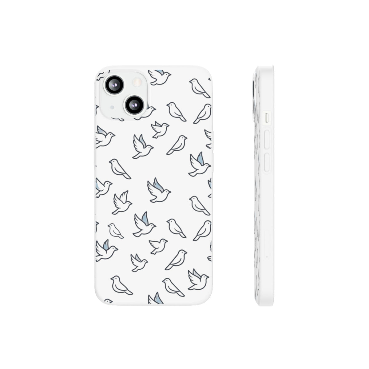 Dove Pattern Flexi Phone Case — Minimal White Bird Protective Case
