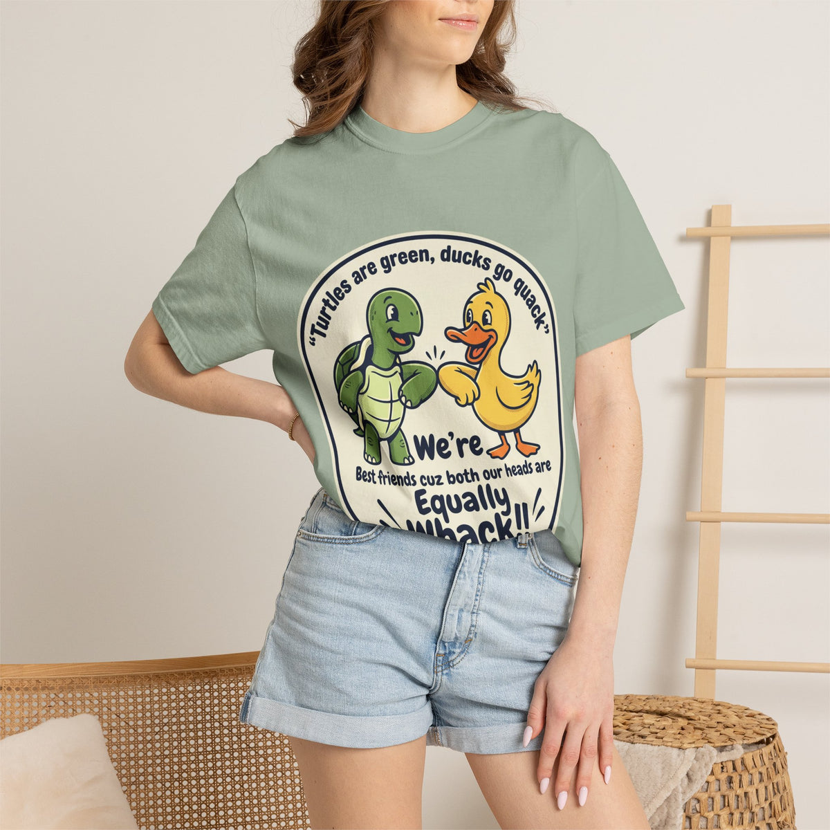 T-Shirt — "We're Equally Whack" Turtle & Duck Best Friends Graphic Tee
