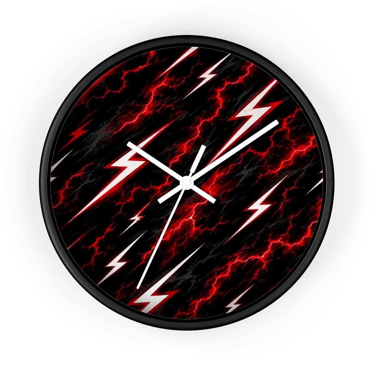 Red Lightning Bolt Wall Clock — Electric Storm Decor for Bedroom & Game Room