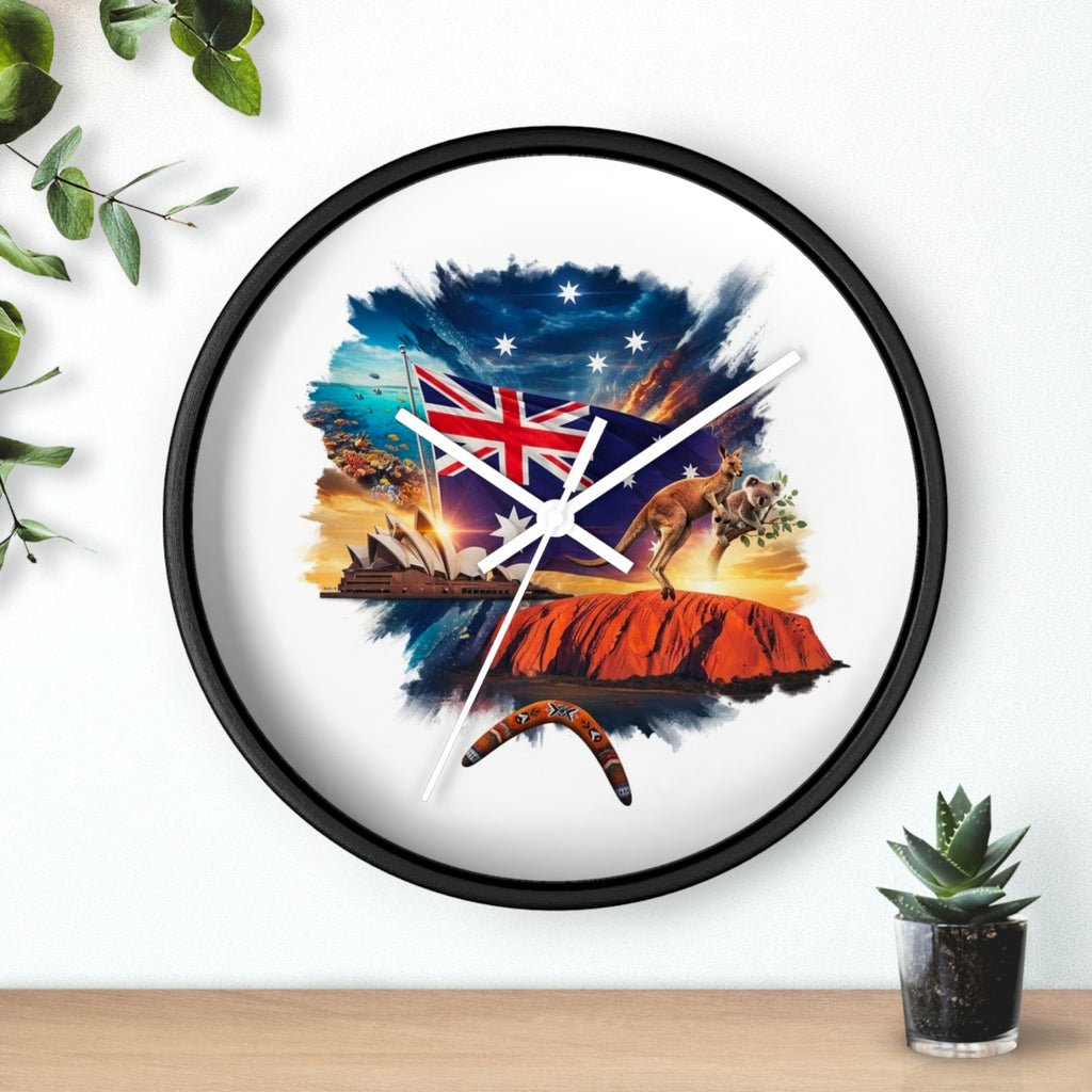 Australian Landscape Wall Clock — Flag, Uluru & Opera House Decor