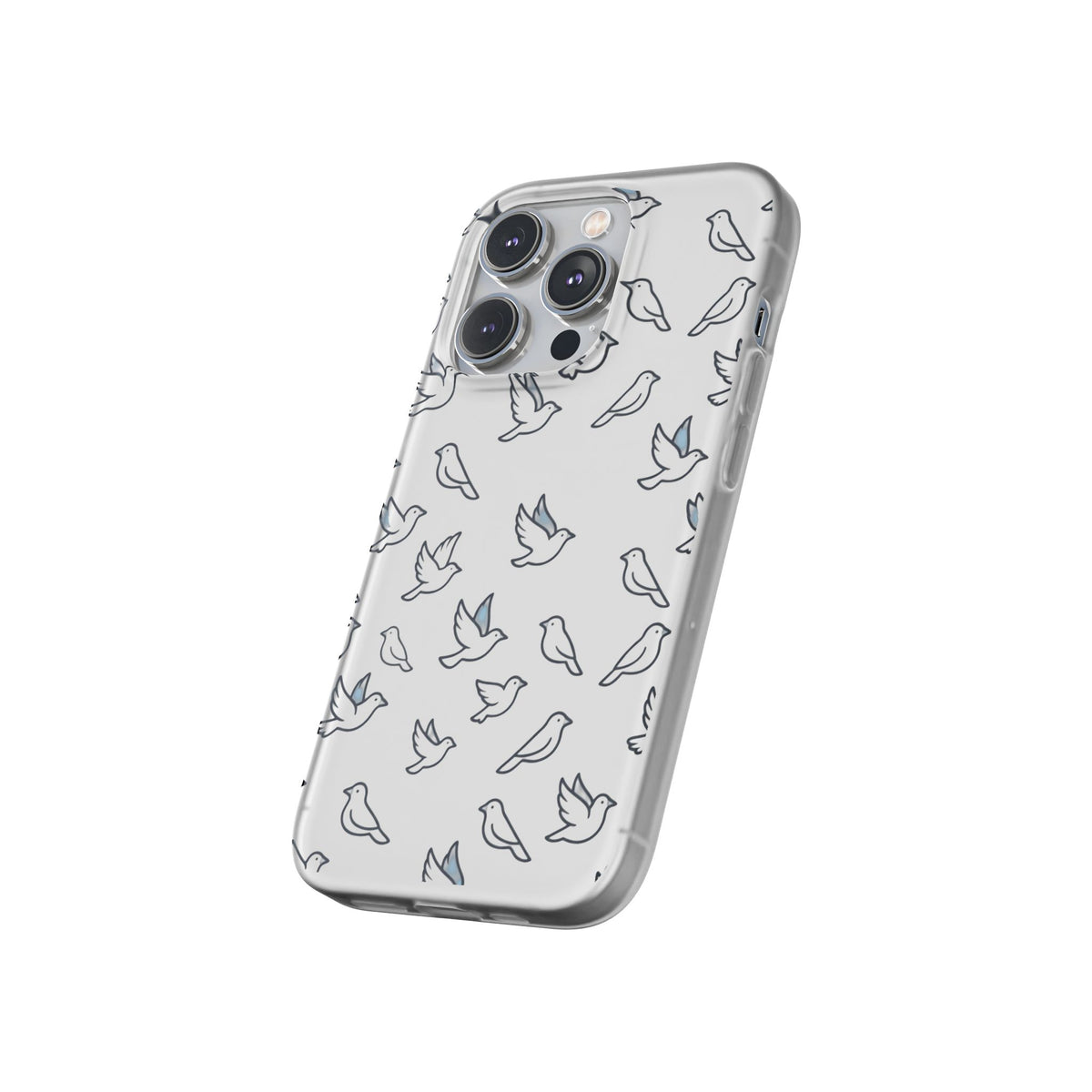 Dove Pattern Flexi Phone Case — Minimal White Bird Protective Case