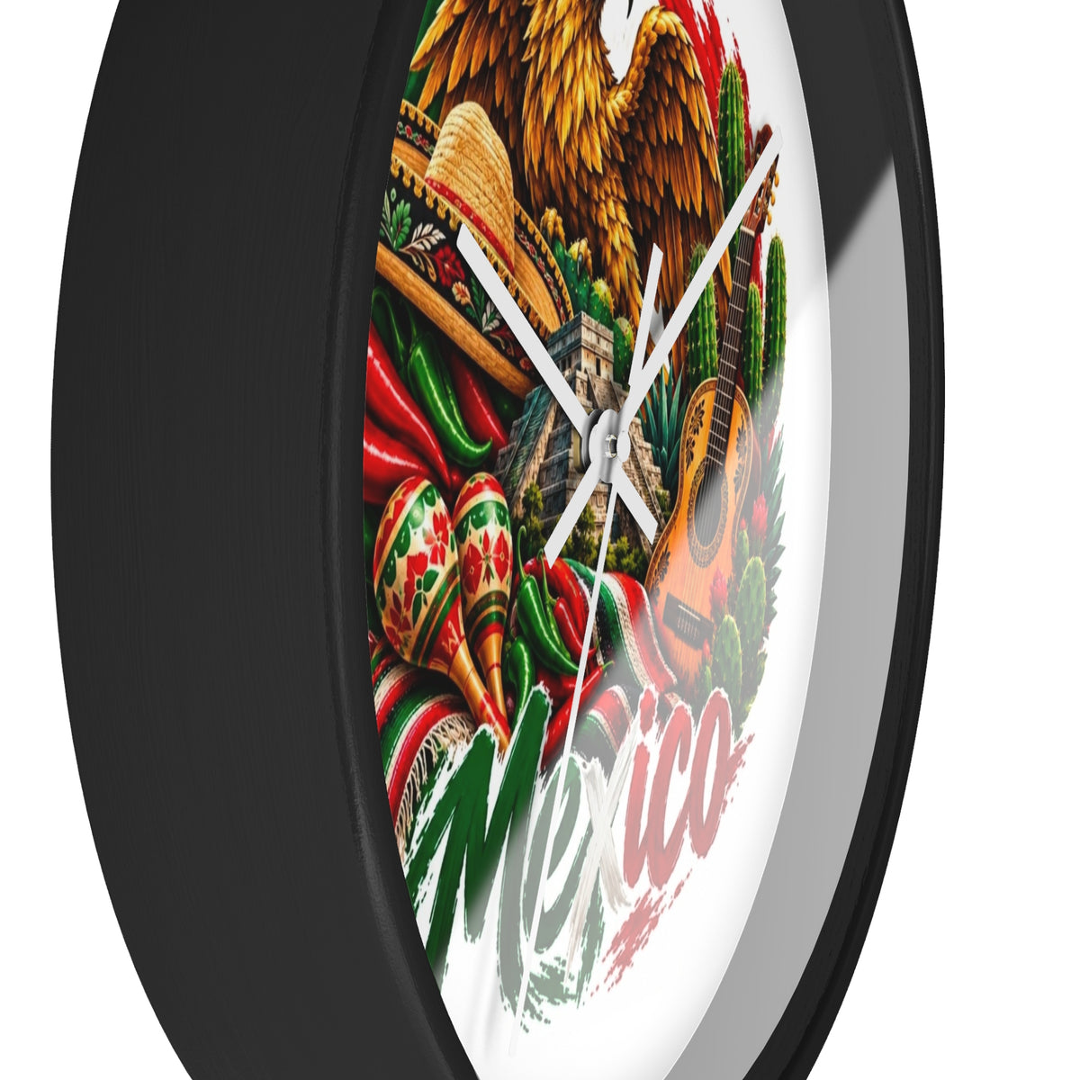Mexico Heritage Wall Clock — Mexican Eagle, Sombrero & Guitar Decorative Clock
