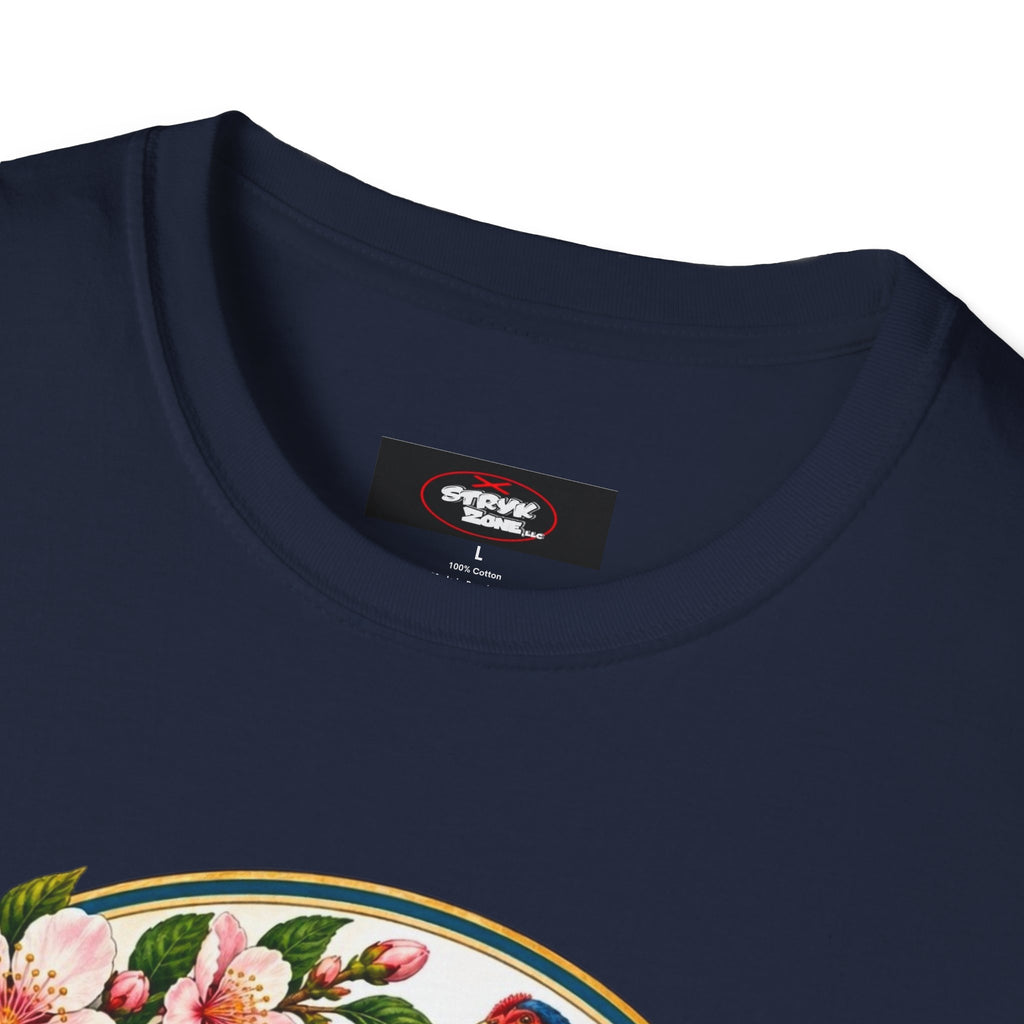 Delaware State Seal Vintage T-Shirt — Floral & Blue Hen State Emblem