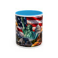 Patriotic USA Collage Mug — Statue of Liberty, Capitol & American Flag (Two-Tone)