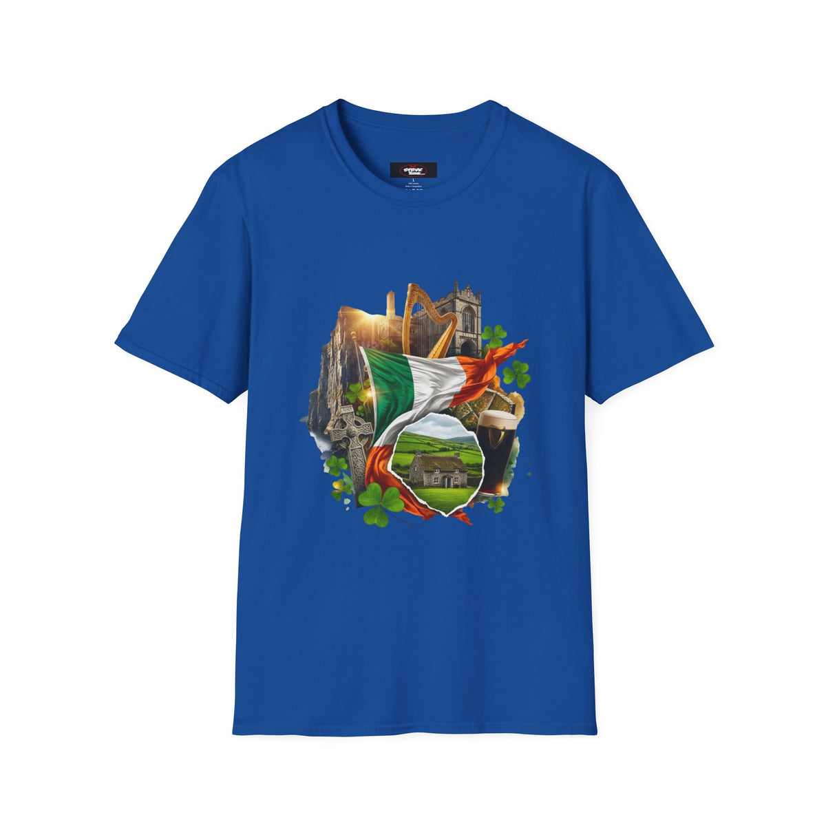 Irish Pride T-Shirt — Celtic Flag & Landmarks Design