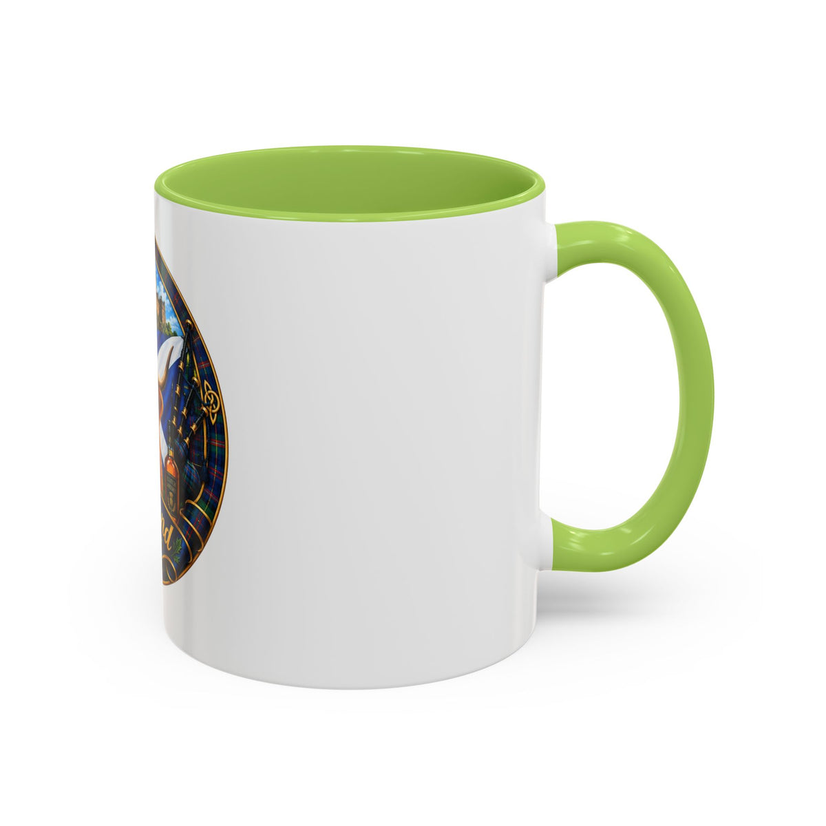Scotland Highland Cow Accent Coffee Mug — Scottish Castle & Thistle Design