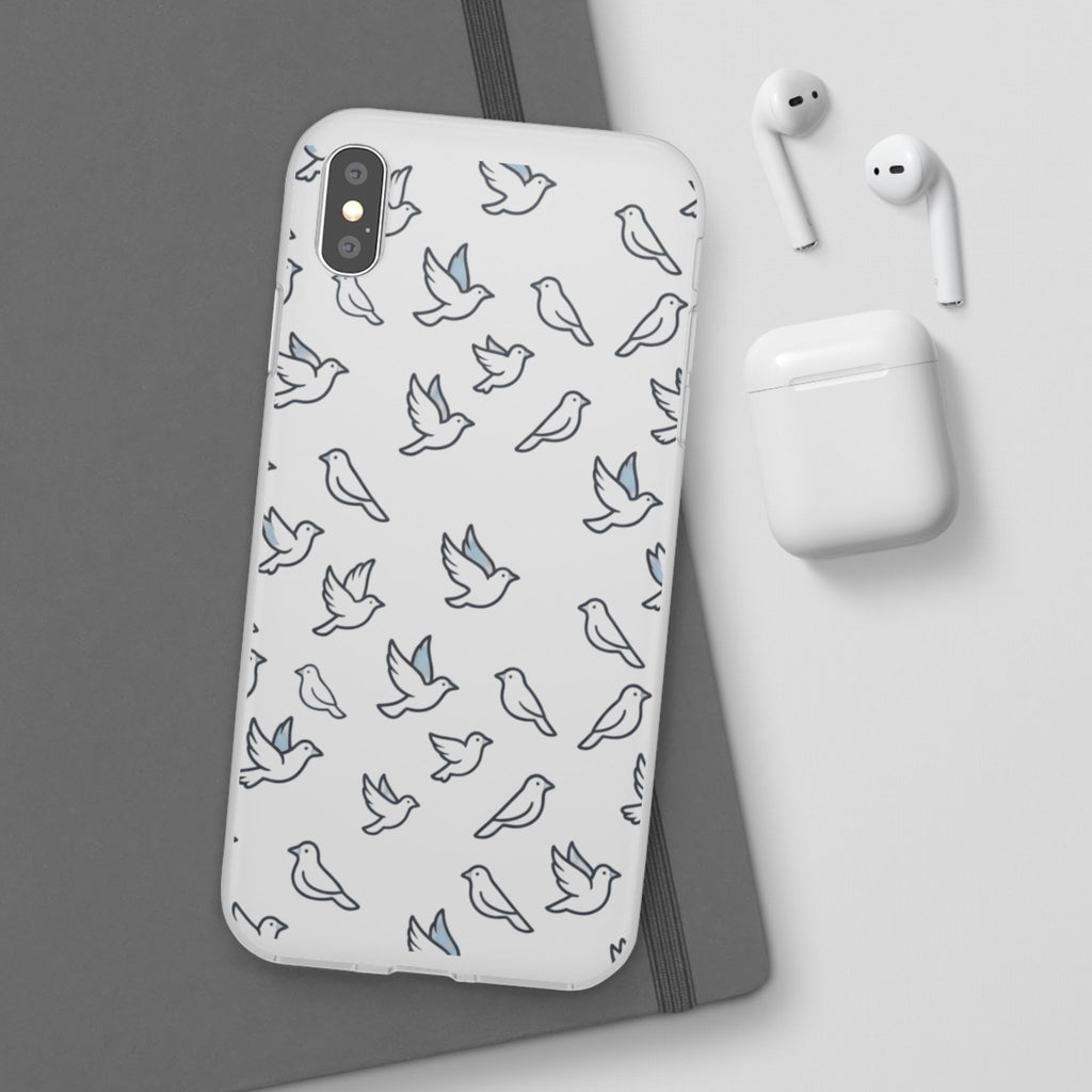 Dove Pattern Flexi Phone Case — Minimal White Bird Protective Case