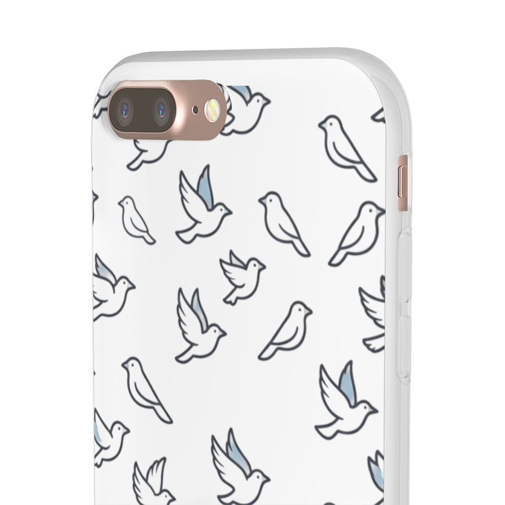 Dove Pattern Flexi Phone Case — Minimal White Bird Protective Case