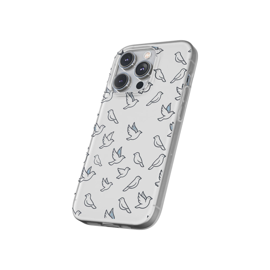 Dove Pattern Flexi Phone Case — Minimal White Bird Protective Case