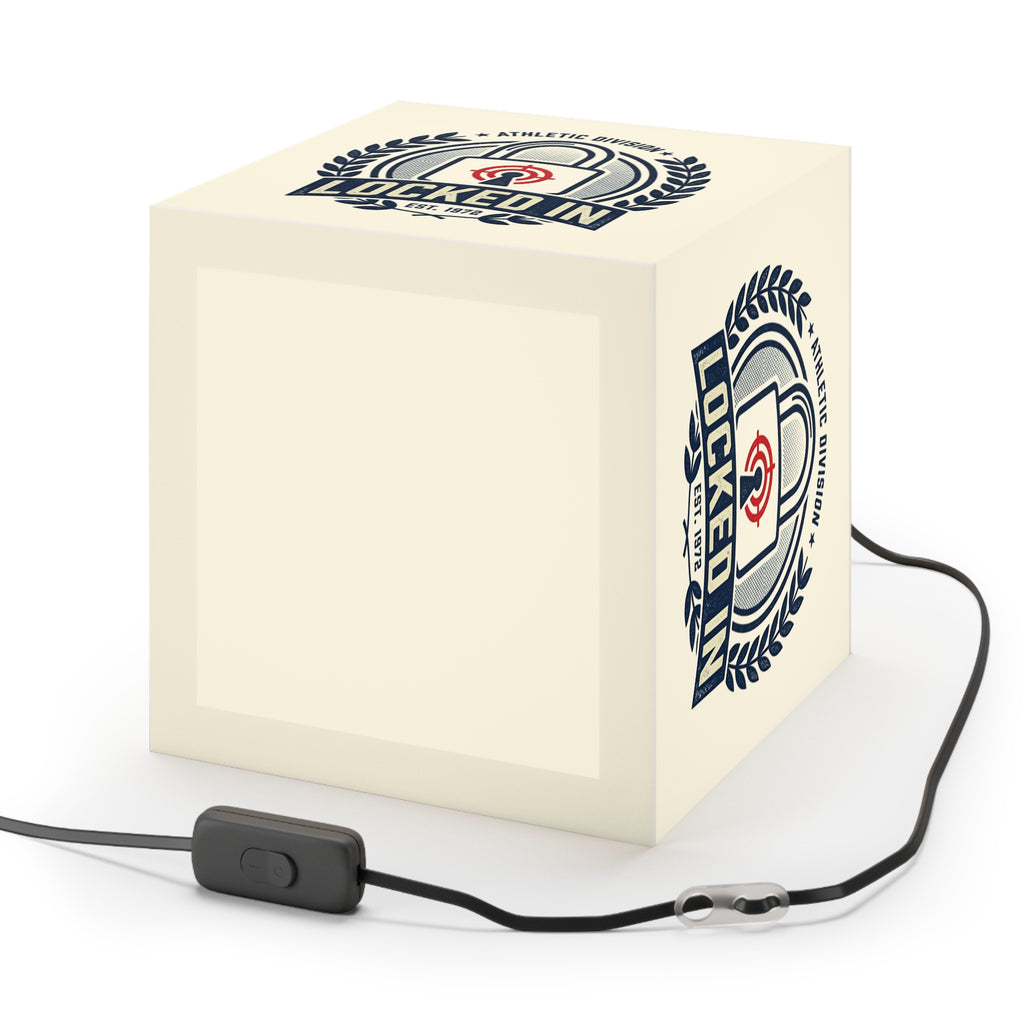 Light Cube Lamp — "Locked In" Athletic Badge Ambient Night Light