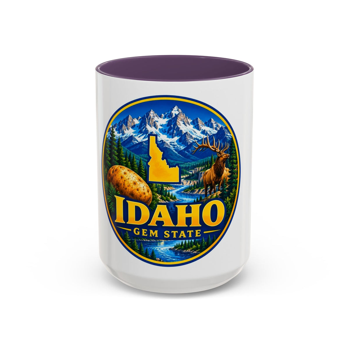 Idaho Gem State Coffee Mug — Mountain, Elk & Potato Travel Souvenir (11/15oz)