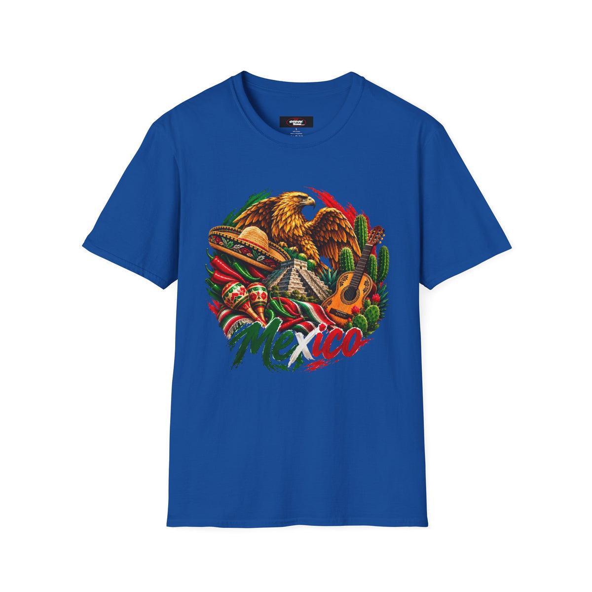 Mexico Heritage T-Shirt — Mexican Eagle, Guitar & Cactus Graphic