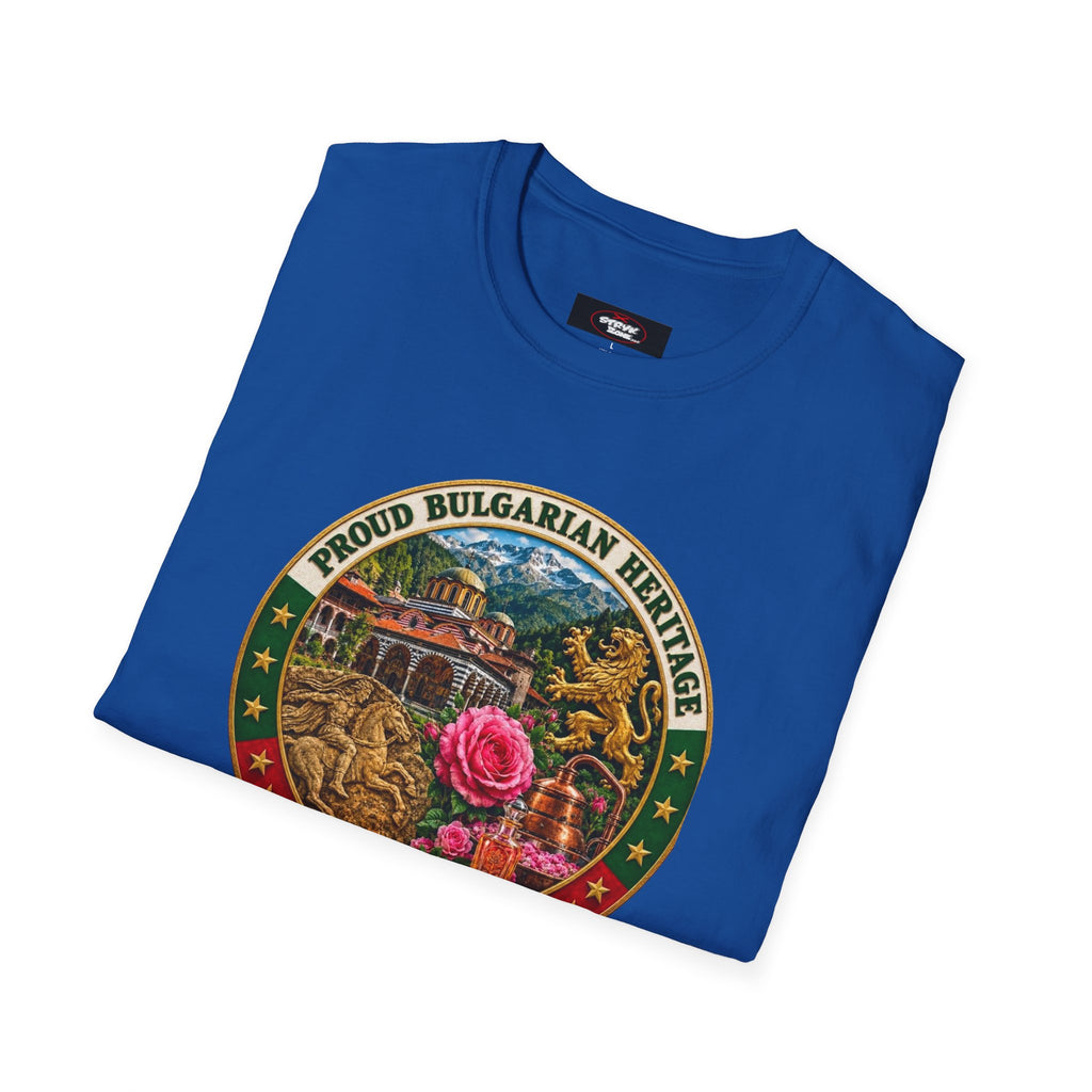 Bulgaria Heritage Graphic T-Shirt — "Proud Bulgarian Heritage" Rose Emblem