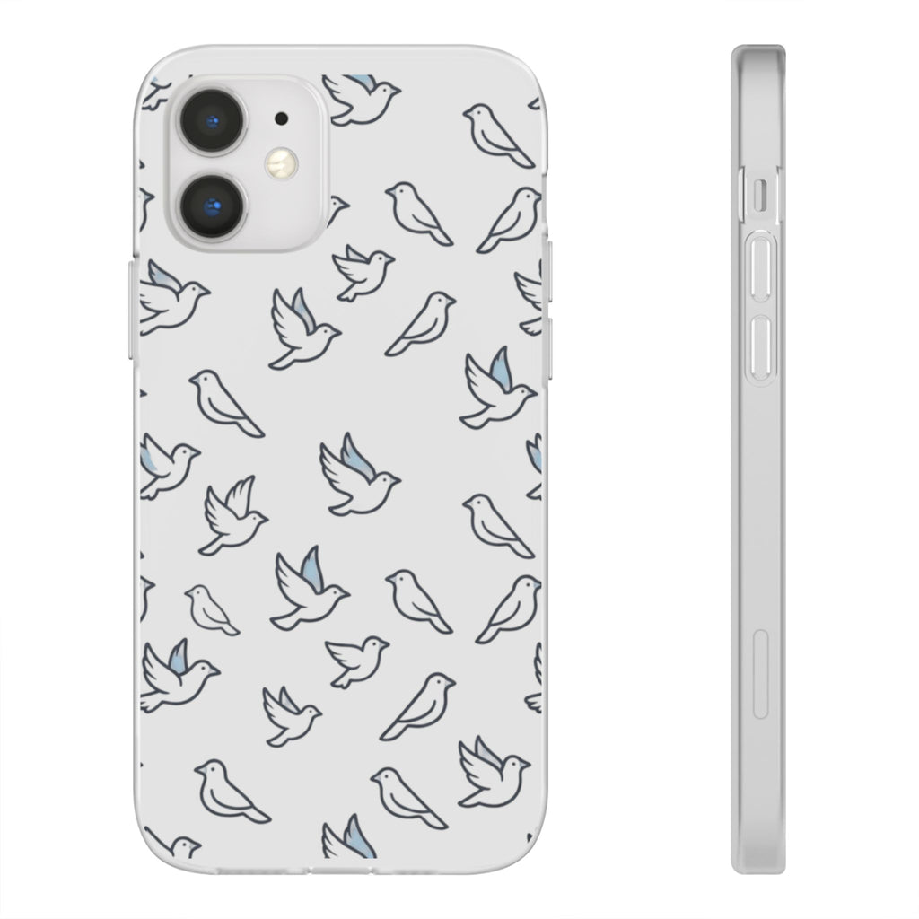 Dove Pattern Flexi Phone Case — Minimal White Bird Protective Case