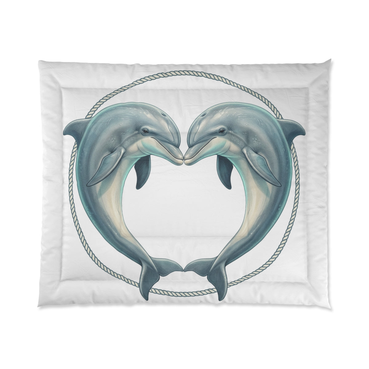 Dolphin Heart Comforter - Nautical Sea Life Bedding
